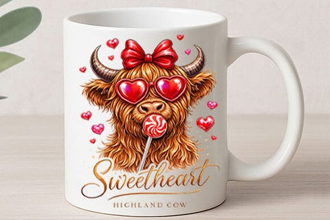 Sweetheart Highland Cow PNG | Cute Valentine Cow Sublimation SVG BillahCrafts 