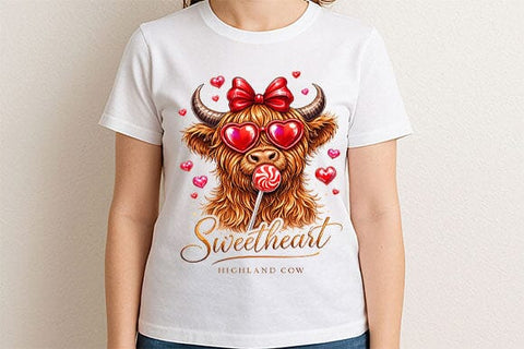 Sweetheart Highland Cow PNG | Cute Valentine Cow Sublimation SVG BillahCrafts 