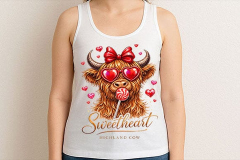 Sweetheart Highland Cow PNG | Cute Valentine Cow Sublimation SVG BillahCrafts 