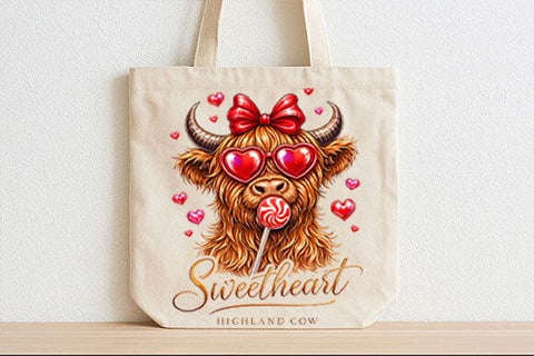 Sweetheart Highland Cow PNG | Cute Valentine Cow Sublimation SVG BillahCrafts 