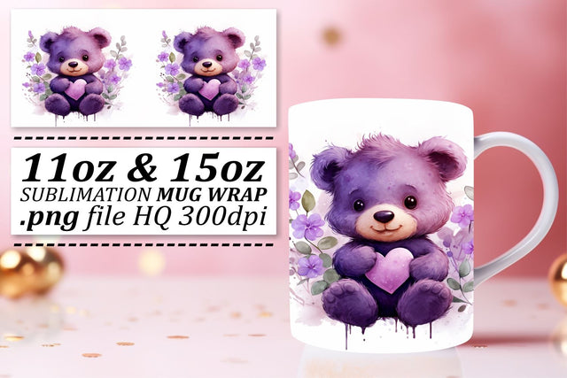 Sweetheart Teddy: Watercolor Valentines Sublimation Sublimation afrosvg 