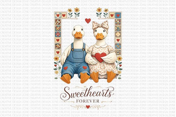 Sweethearts Forever Duck PNG | Cute Valentine Couple Sublimation SVG BillahCrafts 