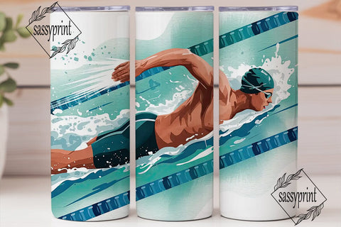 Swimmer 20oz Tumbler Wrap Sublimation sassyprint 