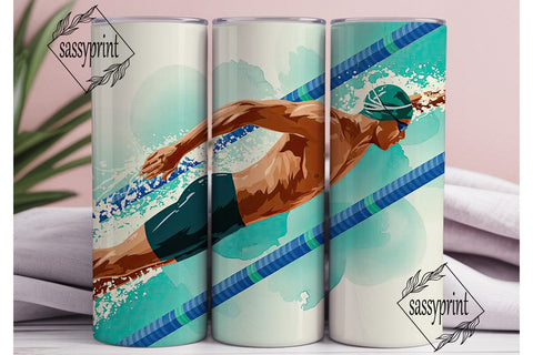 Swimmer 20oz Tumbler Wrap Sublimation sassyprint 