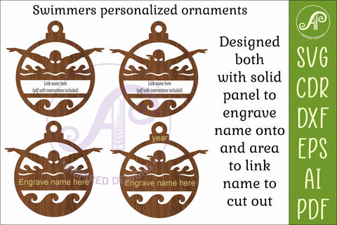 Swimmer Christmas Ornament SVG, Swimming Team Gift, Laser SVG APInspireddesigns 