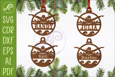 Swimmer Christmas Ornament SVG, Swimming Team Gift, Laser SVG APInspireddesigns 