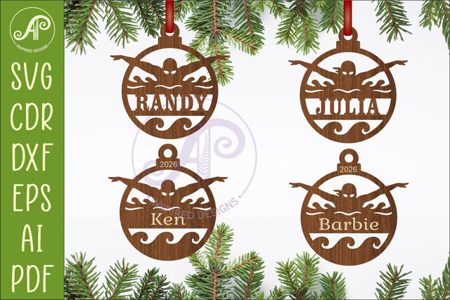 Swimmer Christmas Ornament SVG, Swimming Team Gift, Laser SVG APInspireddesigns 