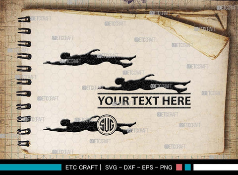 Swimmer Monogram, Swimmer Silhouette, Swimmer SVG, Swim Svg, Swimming Svg, Swimming Goggles Svg, Sports Svg, SB00570 SVG ETC Craft 