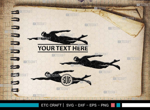 Swimmer Monogram, Swimmer Silhouette, Swimmer SVG, Swim Svg, Swimming Svg, Swimming Goggles Svg, Sports Svg, SB00570 SVG ETC Craft 