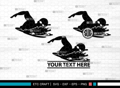 Swimmer Monogram, Swimmer Silhouette, Swimmer SVG, Swim Svg, Swimming Svg, Swimming Goggles Svg, Sports Svg, SB00570 SVG ETC Craft 