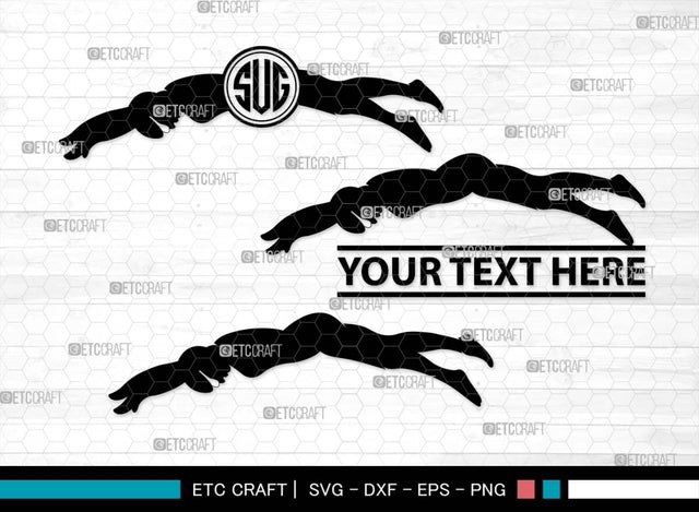 Swimmer Monogram, Swimmer Silhouette, Swimmer SVG, Swim Svg, Swimming Svg, Swimming Goggles Svg, Sports Svg, SB00570 SVG ETC Craft 