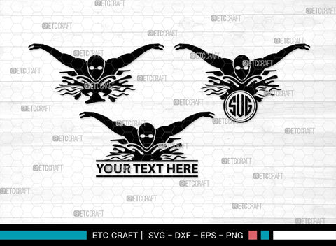 Swimmer Monogram, Swimmer Silhouette, Swimmer SVG, Swim Svg, Swimming Svg, Swimming Goggles Svg, Sports Svg, SB00570 SVG ETC Craft 