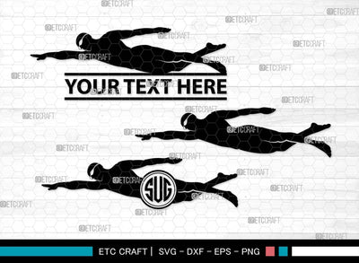 Swimmer Monogram, Swimmer Silhouette, Swimmer SVG, Swim Svg, Swimming Svg, Swimming Goggles Svg, Sports Svg, SB00570 SVG ETC Craft 