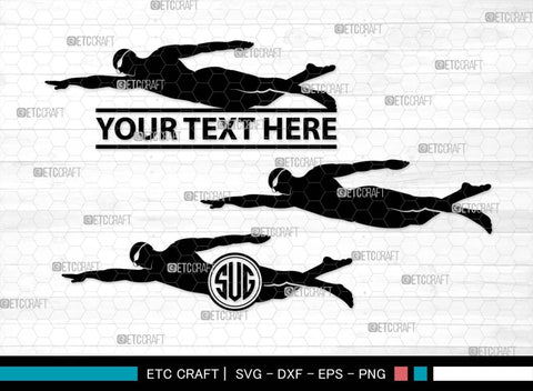 Swimmer Monogram, Swimmer Silhouette, Swimmer SVG, Swim Svg, Swimming Svg, Swimming Goggles Svg, Sports Svg, SB00570 SVG ETC Craft 