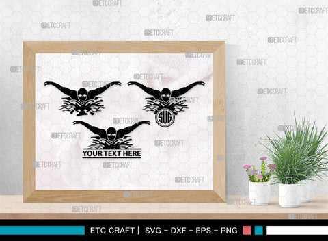 Swimmer Monogram, Swimmer Silhouette, Swimmer SVG, Swim Svg, Swimming Svg, Swimming Goggles Svg, Sports Svg, SB00570 SVG ETC Craft 