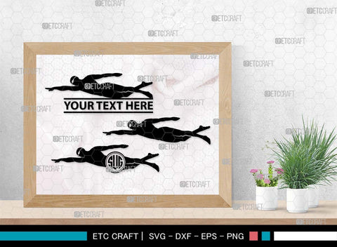 Swimmer Monogram, Swimmer Silhouette, Swimmer SVG, Swim Svg, Swimming Svg, Swimming Goggles Svg, Sports Svg, SB00570 SVG ETC Craft 