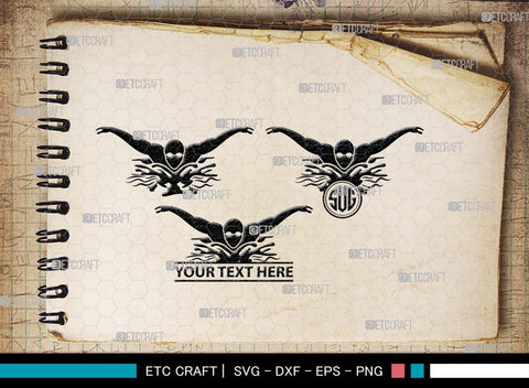 Swimmer Monogram, Swimmer Silhouette, Swimmer SVG, Swim Svg, Swimming Svg, Swimming Goggles Svg, Sports Svg, SB00570 SVG ETC Craft 