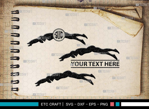 Swimmer Monogram, Swimmer Silhouette, Swimmer SVG, Swim Svg, Swimming Svg, Swimming Goggles Svg, Sports Svg, SB00570 SVG ETC Craft 