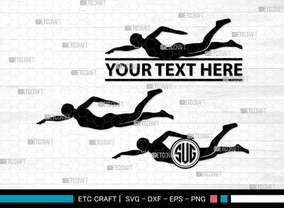 Swimmer Monogram, Swimmer Silhouette, Swimmer SVG, Swim Svg, Swimming Svg, Swimming Goggles Svg, Sports Svg, SB00570 SVG ETC Craft 