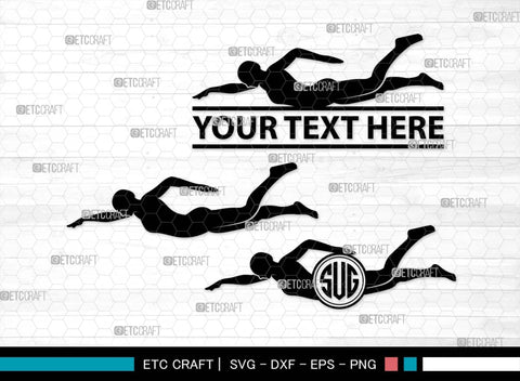 Swimmer Monogram, Swimmer Silhouette, Swimmer SVG, Swim Svg, Swimming Svg, Swimming Goggles Svg, Sports Svg, SB00570 SVG ETC Craft 