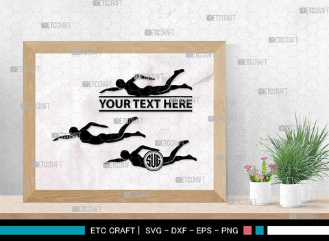 Swimmer Monogram, Swimmer Silhouette, Swimmer SVG, Swim Svg, Swimming Svg, Swimming Goggles Svg, Sports Svg, SB00570 SVG ETC Craft 