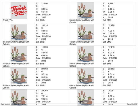 Swimming Duck with Cattails Embroidery Design – Waterfowl Machine Embroidery File, Duck Hunting Wildlife Pond Bird Design Embroidery/Applique DESIGNS PatternFeed8 