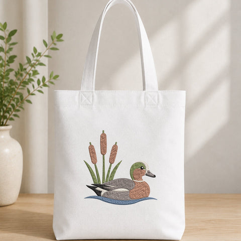 Swimming Duck with Cattails Embroidery Design – Waterfowl Machine Embroidery File, Duck Hunting Wildlife Pond Bird Design Embroidery/Applique DESIGNS PatternFeed8 