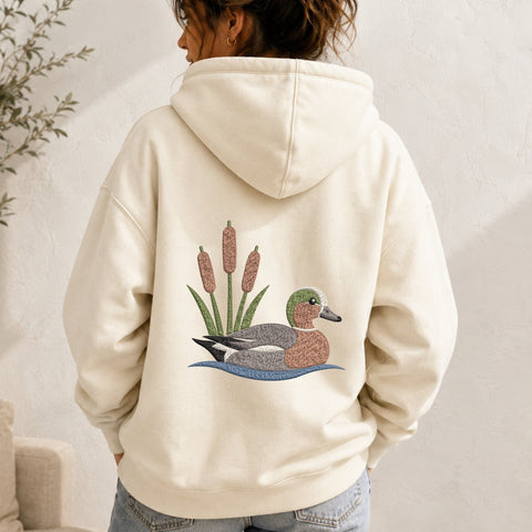 Swimming Duck with Cattails Embroidery Design – Waterfowl Machine Embroidery File, Duck Hunting Wildlife Pond Bird Design Embroidery/Applique DESIGNS PatternFeed8 