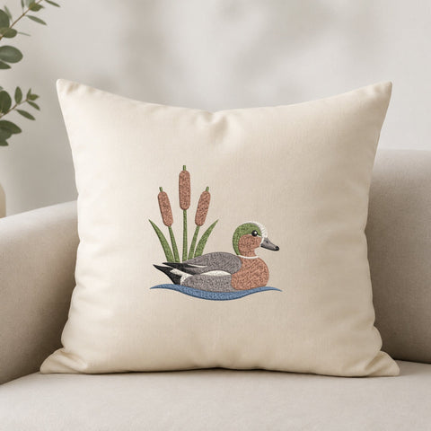 Swimming Duck with Cattails Embroidery Design – Waterfowl Machine Embroidery File, Duck Hunting Wildlife Pond Bird Design Embroidery/Applique DESIGNS PatternFeed8 