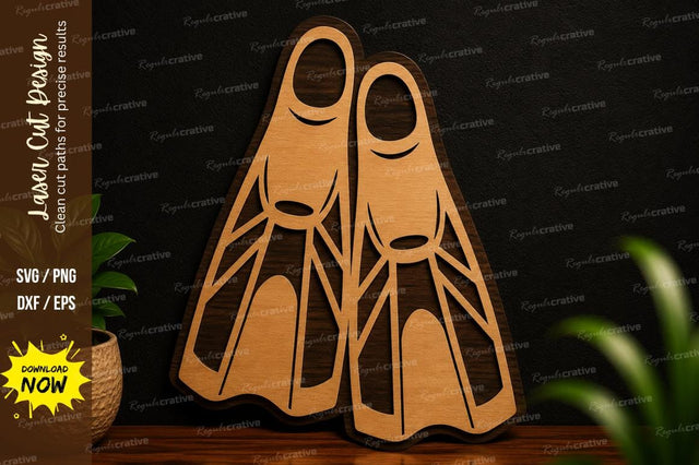 Swimming Flippers Laser Cut SVG Design SVG Regulrcrative 