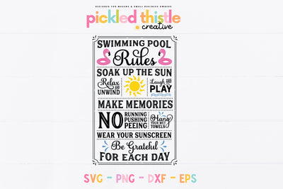 Swimming Pool Rules SVG Summer SVG Pickled Thistle Creative 