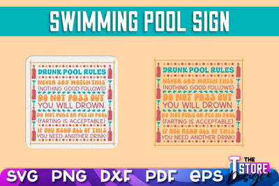 Swimming Pool Sign SVG Design | Summer Quotes SVG | SVG File SVG The T Store Design 