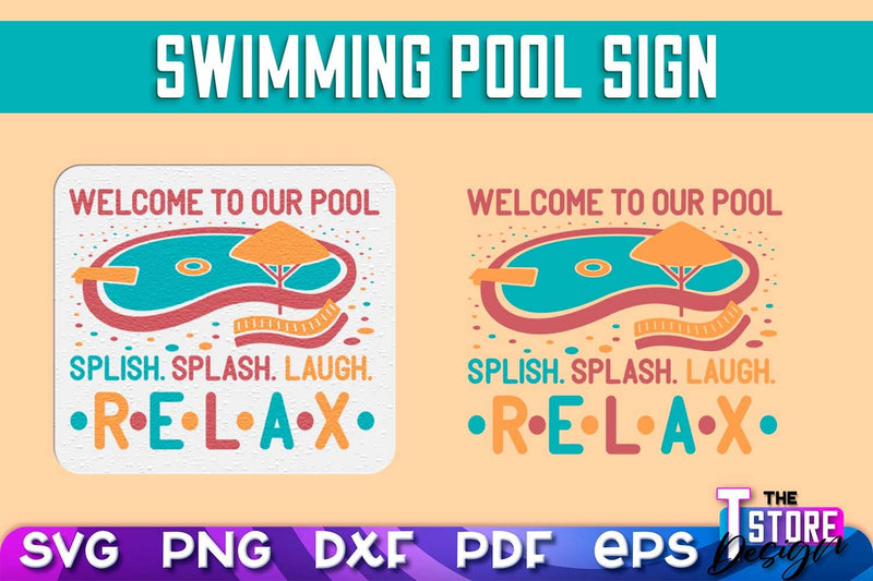 Swimming Pool Sign SVG Design | Summer Quotes SVG | SVG File SVG The T Store Design 