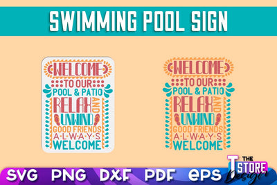 Swimming Pool Sign SVG Design | Summer Quotes SVG | SVG File SVG The T Store Design 