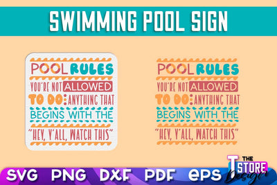 Swimming Pool Sign SVG Design | Summer Quotes SVG | SVG File SVG The T Store Design 