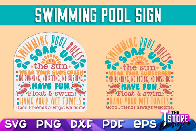Swimming Pool Sign SVG Design | Summer Quotes SVG | SVG File SVG The T Store Design 