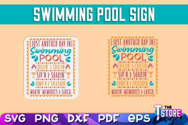 Swimming Pool Sign SVG Design | Summer Quotes SVG | SVG File SVG The T Store Design 