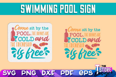 Swimming Pool Sign SVG Design | Summer Quotes SVG | SVG File SVG The T Store Design 