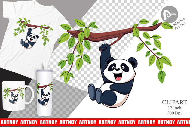 Swing Panda Clipart Sublimation artnoy 