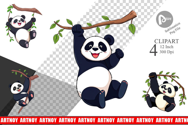 Swing Panda Clipart Sublimation artnoy 