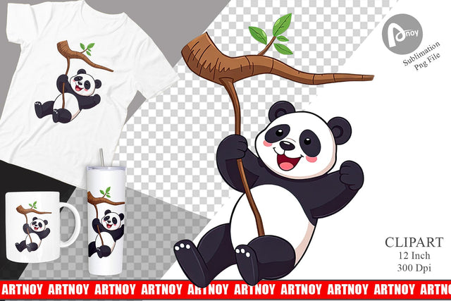 Swing Panda Clipart Sublimation artnoy 
