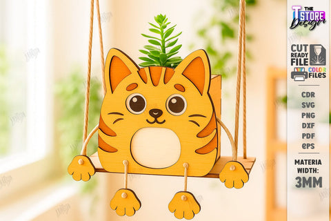 Swing Planter Laser Cut Bundle. Wooden Animal Planter Holders. Plant Pot. Hanging Planter SVG The T Store Design 