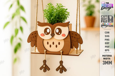 Swing Planter Laser Cut Bundle. Wooden Animal Planter Holders. Plant Pot. Hanging Planter SVG The T Store Design 
