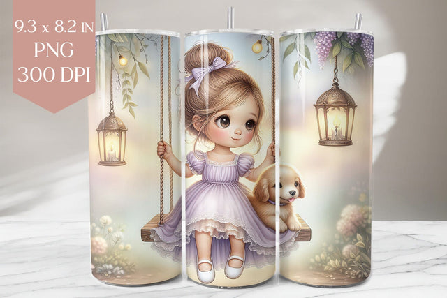 Swing & Puppy Tumbler Wrap PNG Sublimation BijouBay 
