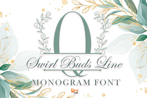 Swirl Buds Line Monogram Font Dm Letter Studio 