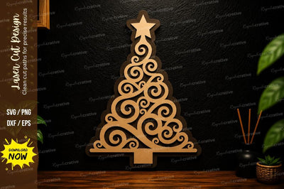Swirl Christmas Tree Laser Cut SVG Design SVG Regulrcrative 