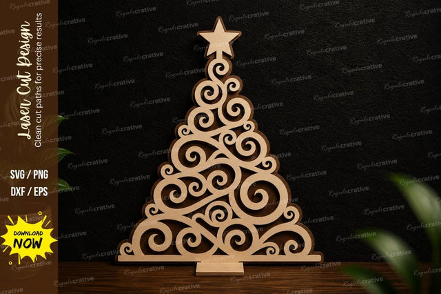 Swirl Christmas Tree Laser Cut SVG Design SVG Regulrcrative 
