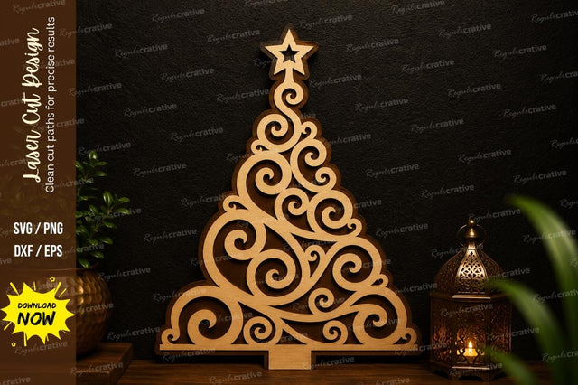 Swirl Christmas Tree Laser Cut SVG SVG Regulrcrative 