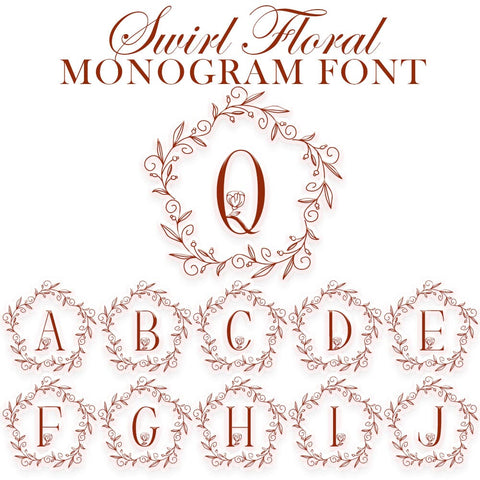 Swirl Floral Monogram Font Dm Letter Studio 