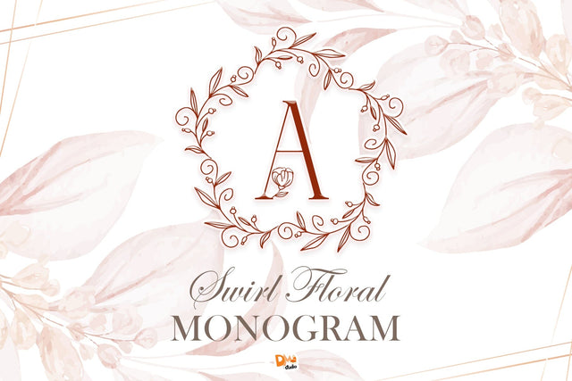 Swirl Floral Monogram Font Dm Letter Studio 